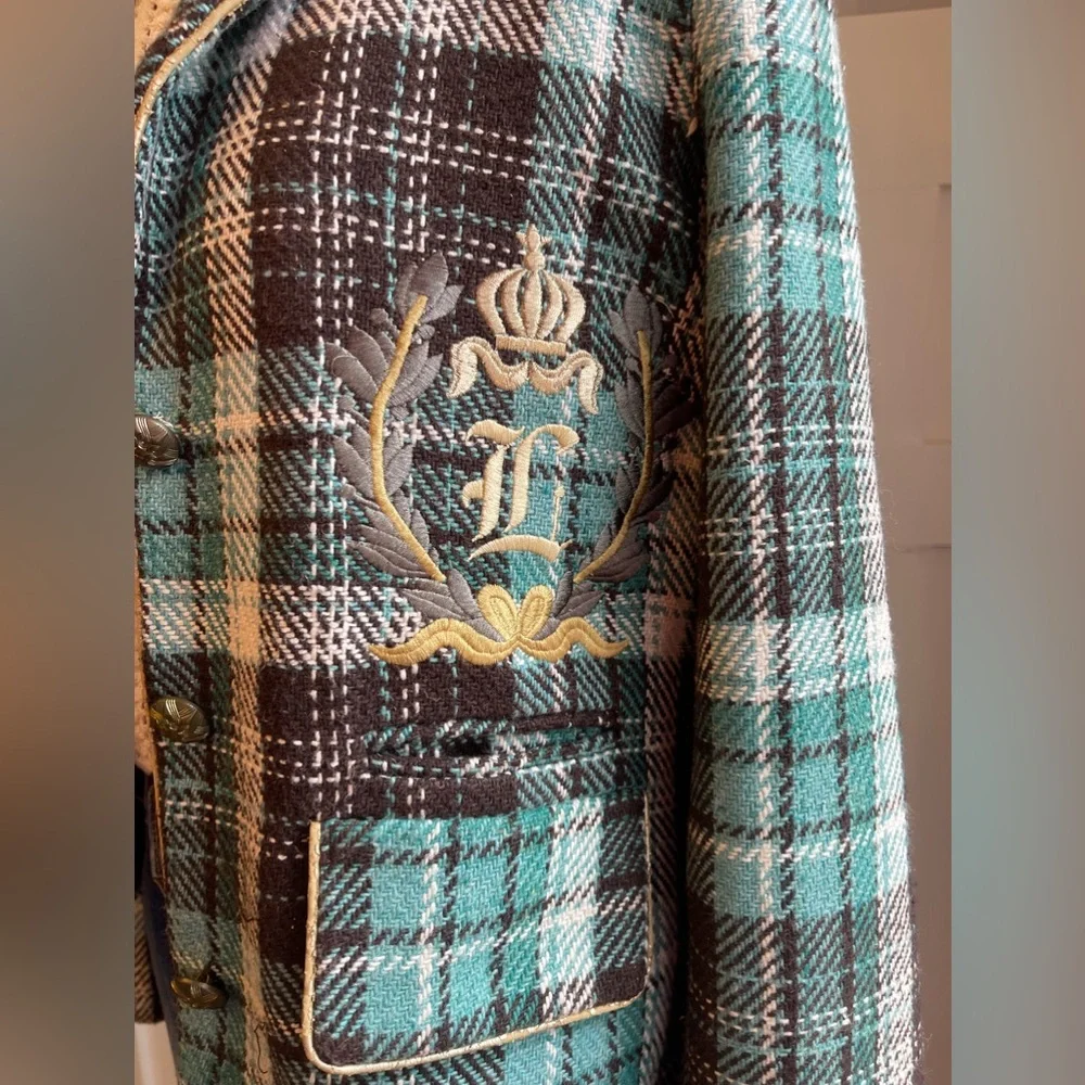 LAST CALL! Coco & Tashi Plaid Women's Jacket with Embroidered Crest - Picture 6 of 14
